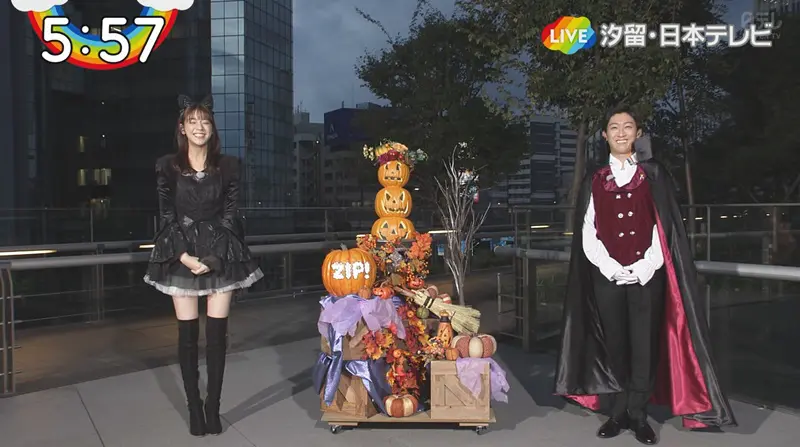 画像 日テレzip 貴島明日香がミニスカでハロウィン黒猫コスプレ 女性アナウンサー大図鑑